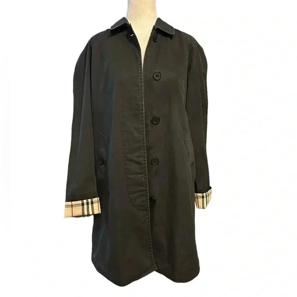 Vintage Burberry London black coat size 4R - Picture 1 of 15